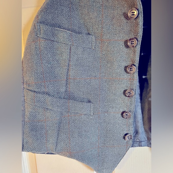 Vintage cowboy cut tweed vest with four front pockets - Picture 2 of 7